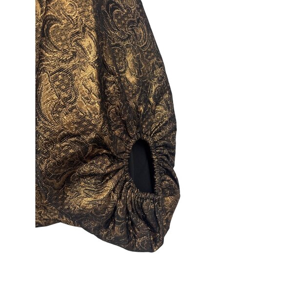 Per Se By Carlisle Jacket Gold brocade Size12 Zipper Front Ruched Sleeves women - Picture 5 of 5
